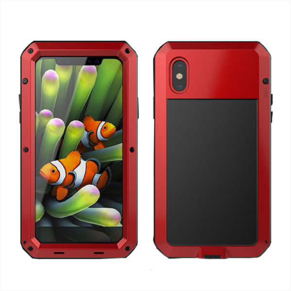 iPhone XS Max - Heavy Duty Skyddande Skal i Aluminum (EXXO) Röd