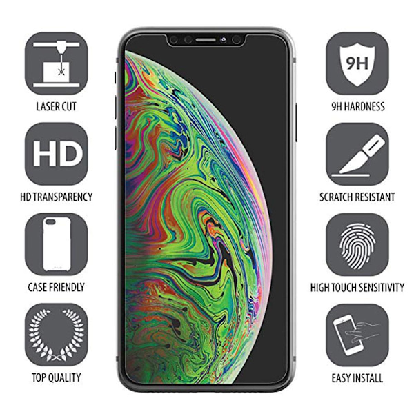 iPhone XS Max Skärmskydd Standard 9H 0,3mm HD-Clear Transparent/Genomskinlig