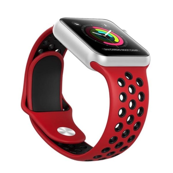 Apple Watch 42mm - HUTECHs Stilrena Silikonarmband Svart/Röd M