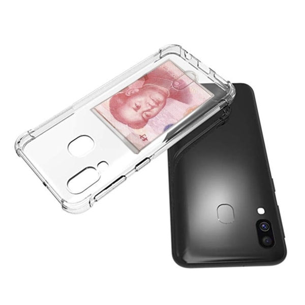 Samsung Galaxy A40 - Silikone etui med kortholder Transparent/Genomskinlig