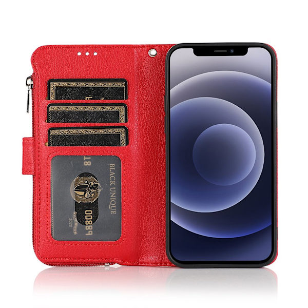 iPhone 12 - Plånboksfodral Röd