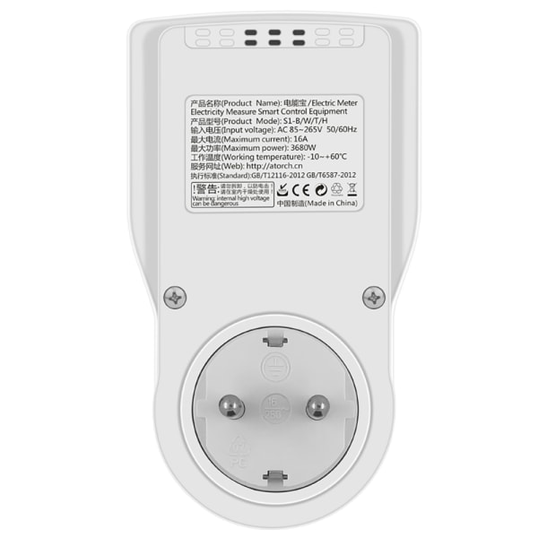 WIFI Smart Socket Digital Wattmeter Elektrisitetsmåler Vit