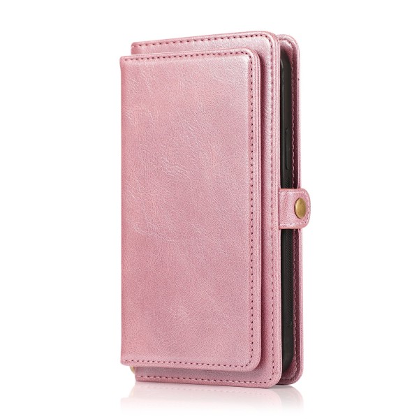 iPhone 15 Pro - Elegant Plånboksfodral i Lyxigt Läder med Korthå Rosa guld