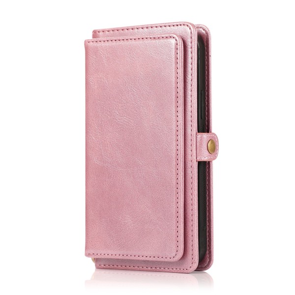 iPhone 15 Pro - Elegant Plånboksfodral i Lyxigt Läder med Korthållare Rosa guld