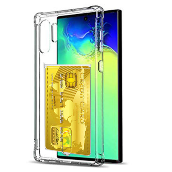 Samsung Galaxy Note10 Plus - Skal med Kortfack Transparent/Genomskinlig