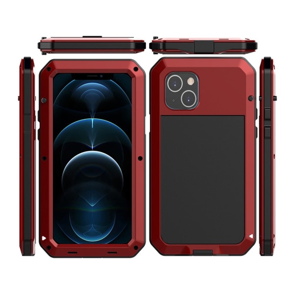 iPhone 14 - Beskyttende HEAVY DUTY aluminiumsskall Röd