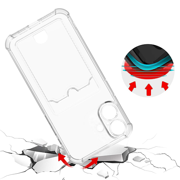 iPhone 16 Plus - 2-i-1 Transparent Skal med Simpelt Kortfack