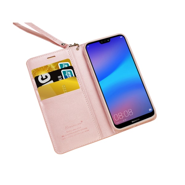 Cover i slidstærkt PU-læder (T-Casual) - Huawei P20 Lite Svart