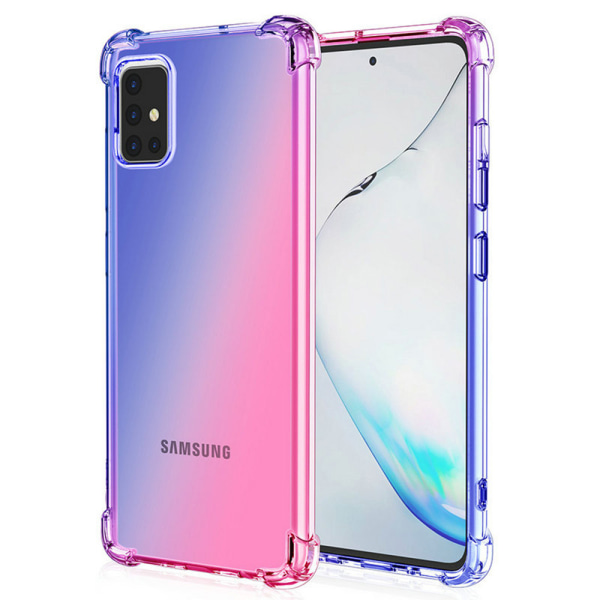 Samsung Galaxy A71 - Støtdempende Floveme silikondeksel Blå/Rosa