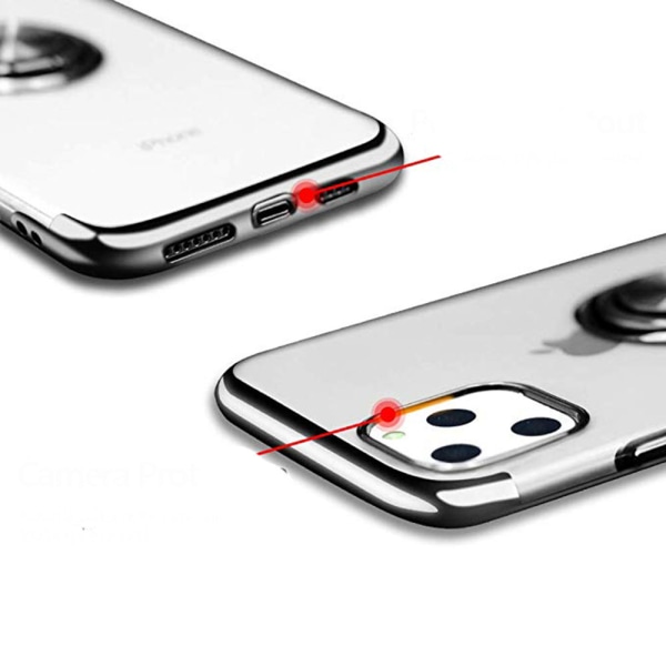 Silikonikuori sormustelineellä - iPhone 11 Pro Max Svart