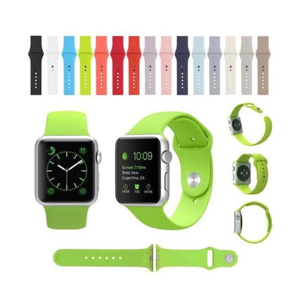 Apple Watch 42mm - Eksklusivt silikone armbånd LEMAN Høj kvalitet Grön M