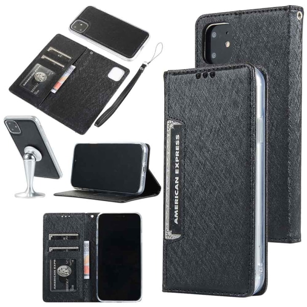 Stilig støtdempende lommebokdeksel - iPhone 11 Pro Svart