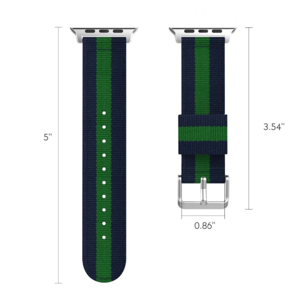 Apple Watch 4 - 40mm - Armband i Nylon & Rostfritt Stål Blå-Vit-Röd