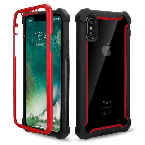 iPhone XR - Exklusivt EXXO Skyddsfodral med Hörnskydd Svart + Röd