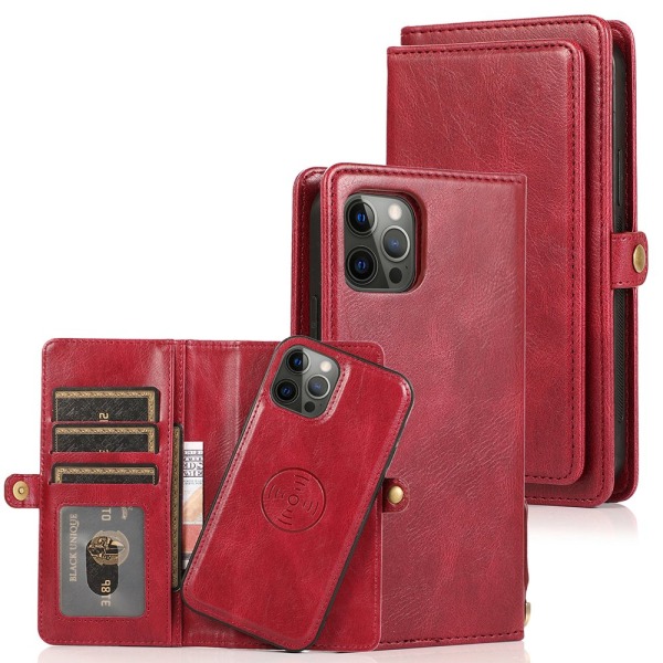 iPhone 13 Pro Max-käytännöllinen lompakkokotelo klassisella muotoilulla Röd