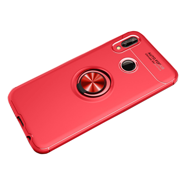 Huawei P20 Lite - AUTO FOCUS - Skal med Ringhållare Röd/Röd