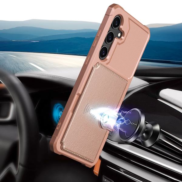 PU-læder pung magnetisk holder etui til Samsung Galaxy A24 Svart