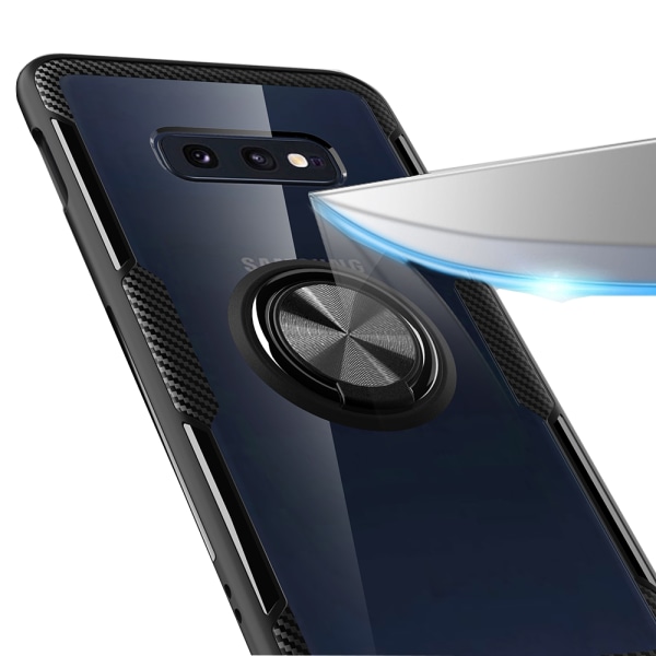 Samsung Galaxy S10e - Stilfuldt cover med ringholder (LEMAN) Blå/Blå
