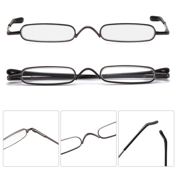 Læsebriller med styrke +1.0 - +4.0 med bærbar metalæske Grå +1.0