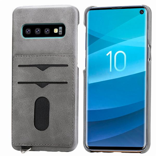 Praktiskt Skal med Korthållare (LEMAN) - Samsung Galaxy S10+ Mörkbrun