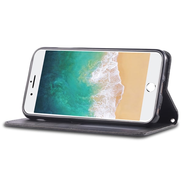 iPhone 6/6S - Praktiskt Stilrent Plånboksfodral Svart Svart