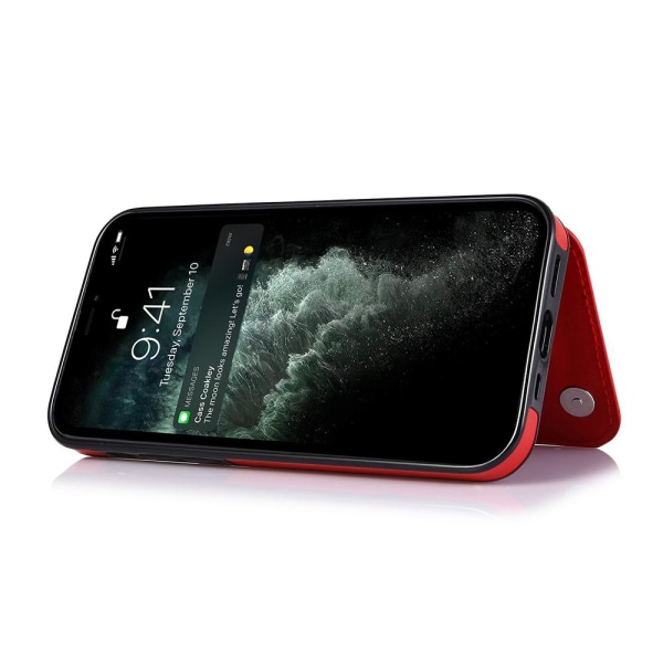 iPhone 13 - Stilig praktisk deksel med kortholder Röd