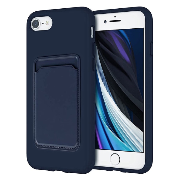 iPhone SE 2020 - Glat Floveme-cover med kortholder Mörkblå