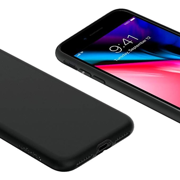 iPhone 7 Plus - Matt finish praktisk silikone cover Svart