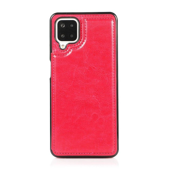 Samsung Galaxy A12 - Elegant Praktiskt Skal med Korthållare Röd