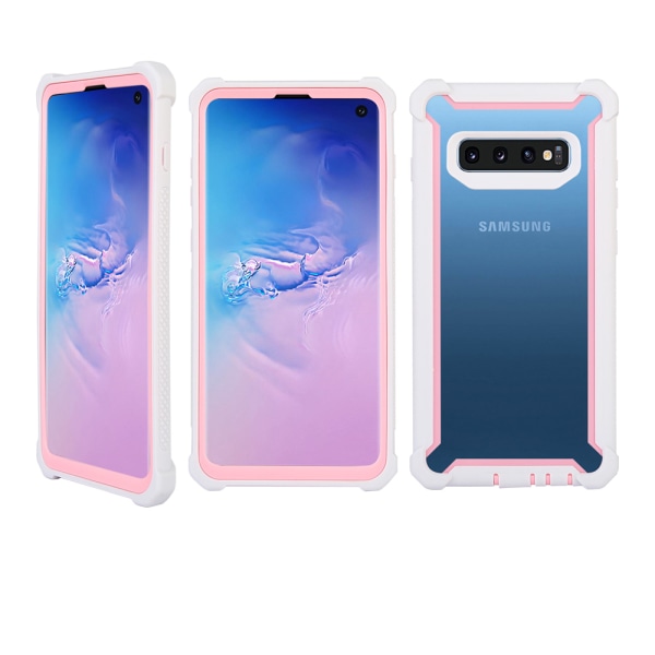 Samsung Galaxy S10e - Effektfullt EXXO Skyddsfodral H�rnskydd Rosa + Vit