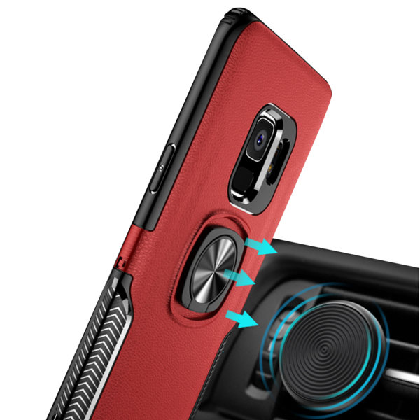 Kotelo sormustelineellä (LEMAN) - Samsung Galaxy S9+ Röd