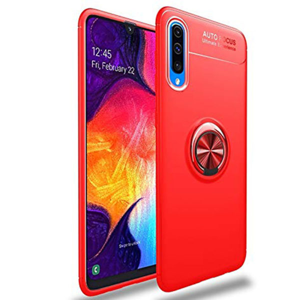 Stötdämpande Skal med Ringhållare - Samsung Galaxy A50 Svart/Blå Svart/Blå