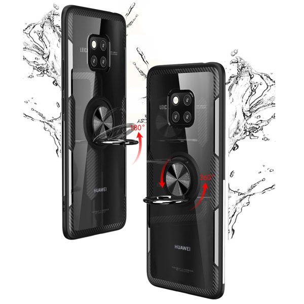 Stilig beskyttelsesdeksel med ringholder - Huawei Mate 20 Pro Röd/Silver