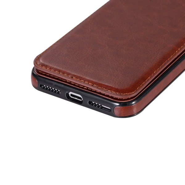 iPhone XS Max - NKOBEEN nahkakotelo lompakko-/korttilokerolla Brun