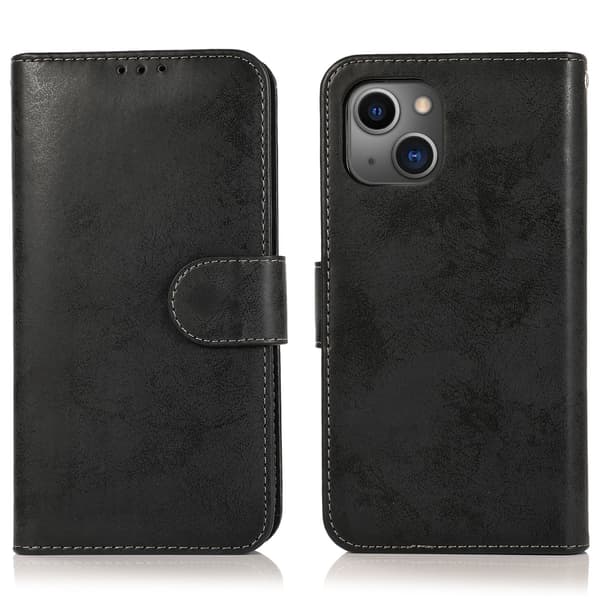 iPhone 15 Plus - Plånboksfodral i PU-läder med 3-kortfack Svart
