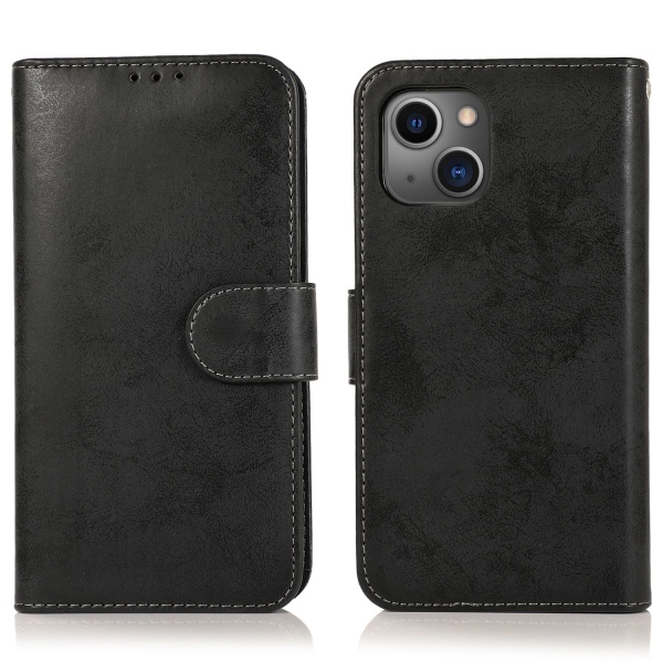 iPhone 15 Plus - Pungetui i PU-læder med 3-kortlommer Black