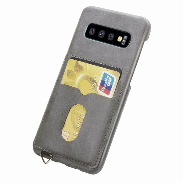 Samsung Galaxy S10+ - Stilrent Skal med Korthållare Ljusbrun
