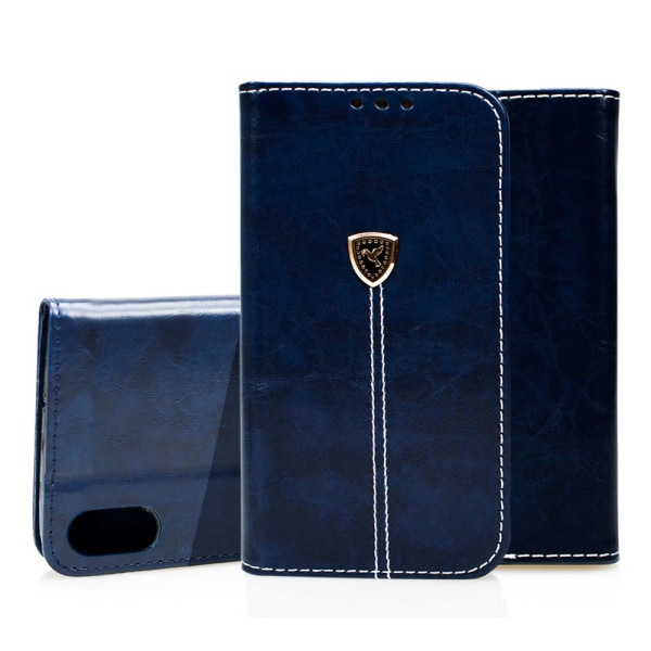 iPhone X/XS- Plånboksfodral i fint Läder Blå