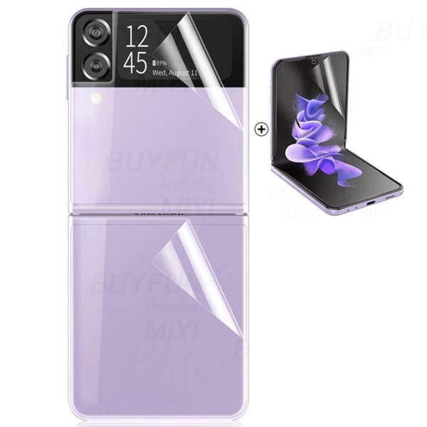 3-PACK 4-in-1 Galaxy Z Flip 3 Skärmskydd 2.5D Kameralinsskydd Transparent/Genomskinlig