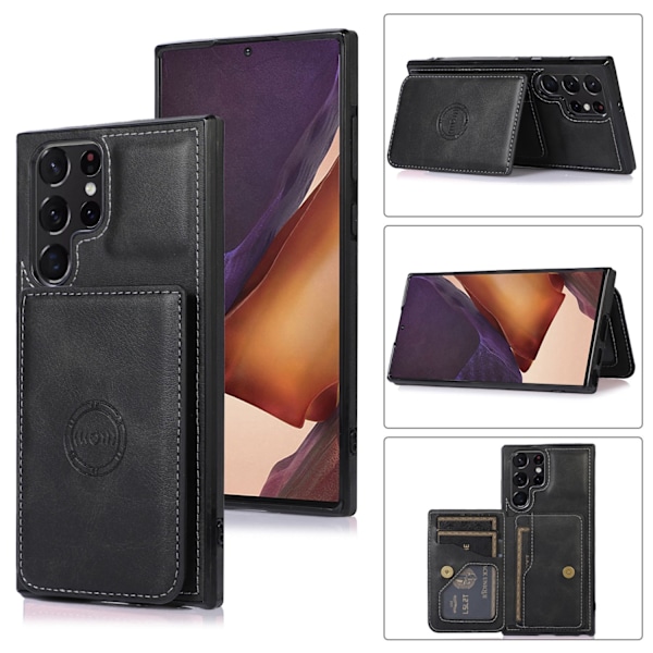 Samsung Galaxy S23 Ultra - Skal med Korthållare Mörkbrun
