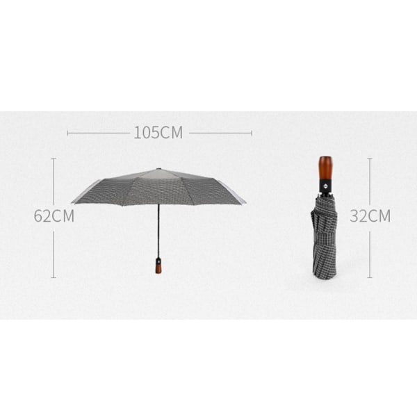 Praktiskt Automatiskt Rutigt Paraply Vit Ljust Trä