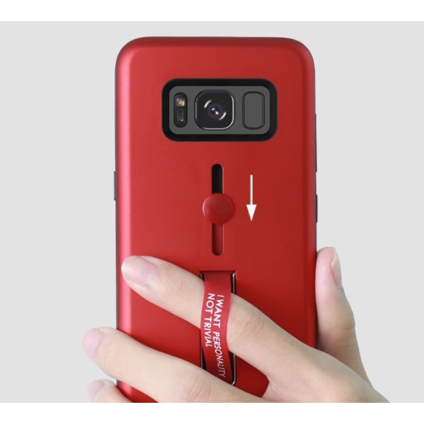 Smart Skal med Fingerrem f�r Samsung Galaxy S8 Röd