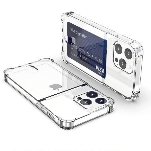 iPhone 14 Pro Max - 1 sett deksel med kortholder og skjermbeskytter Genomskinlig