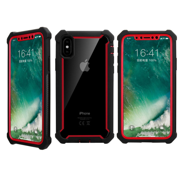iPhone XR - Vankka EXXO-suojakuori kulmasuojalla Svart + Röd
