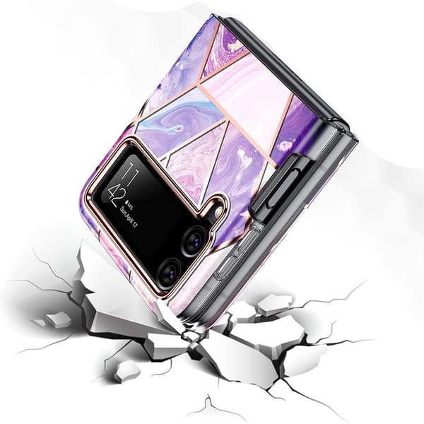 Samsung Galaxy Z Flip 3 - Eksklusivt Stødabsorberende Marmor Cover Blå