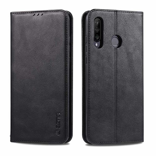 Huawei P30 Lite - Elegant Smart Plånboksfodral Röd