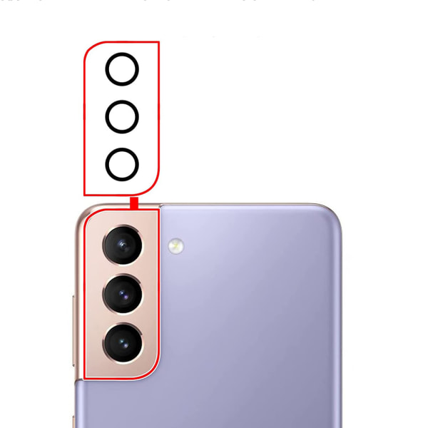 2-PACK Samsung Galaxy S21 reservedel til bagkameraobjektiv Transparent