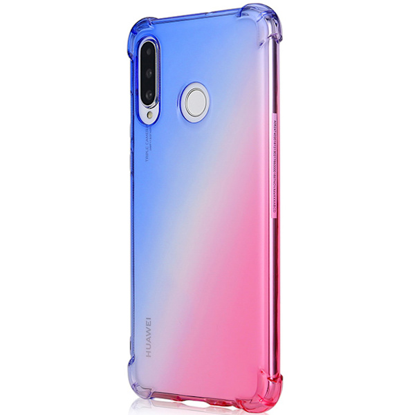 Huawei P30 Lite - Robust Stilsäkert Silikonskal Blå/Rosa