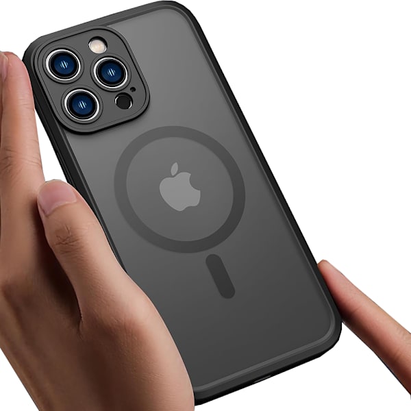 iPhone 15 Pro -  Starkt Magnetiskt Matt Känsla Baksida Fodral Svart