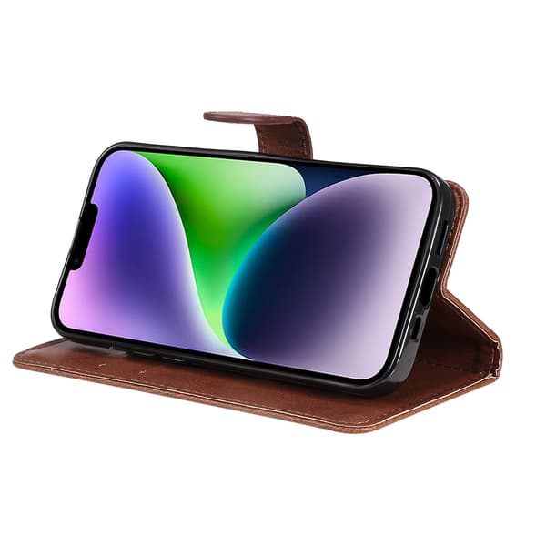 iPhone 14 Plus - Professionellt Stilsäkert Plånboksfodral FLOVEME Brun